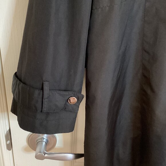 Alfani Womens Black Rain Coat Jacket Size L Hooded Lined Lightweight Windbreaker - Picture 8 of 11